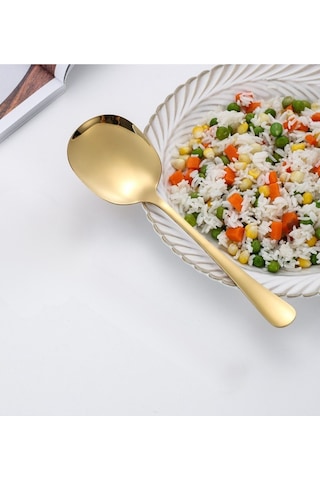 Profesyonel 21 Cm Paslanmaz Çelik Servis Kaşığı Yemek Ve Salata Servisi İçin