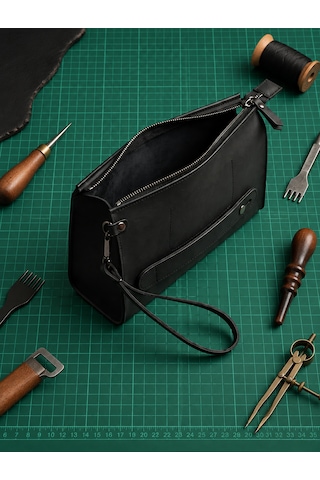 Vintage Leather Craft Hakiki Deri Erkek El Çantası 1091 Sıyah