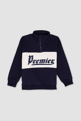 DeFacto Erkek Çocuk Oversize Geniş Kalıp Yarım Fermuarlı Baskılı Kalın Sweatshirt D1910A824WNNV135