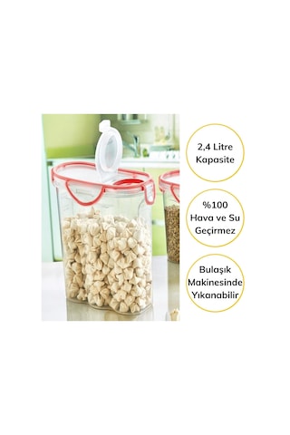 Buffer® 4 Adet Kilitli Kapaklı Erzak Gıda Saklama Kabı 24 Litre Çok Renkli