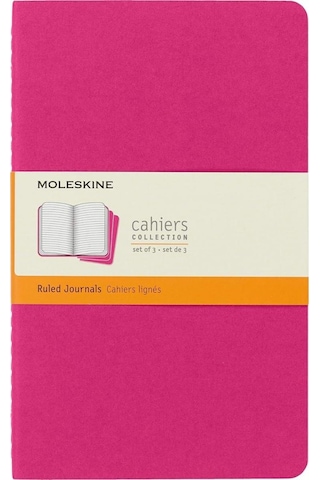 Moleskine Çizgili Cahier Not Defteri 3'lü Set L Boy Kinetik Pembe