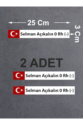 Kan Grubu Sticker, Türk Bayraklı Kan Grubu Sticker, Araba Oto Motosiklet Karavan Sticker 02523 25x3 Cm