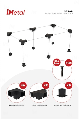 Sarar İki Bölümlü Hazır Ahşap Pergola Bağlantı Seti Ahşaplar İçin