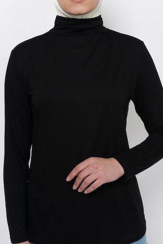 Uzun Kollu Boğazlı Body Siyah Çok Renkli