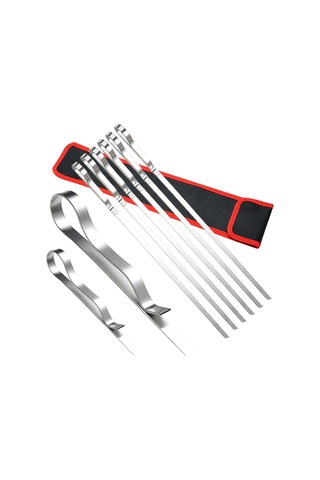 Jeemson 6 Adet Çelik Mangal İğnesi, Gıda Seviyesi 304 Paslanmaz Çelik, Nilon Çantalı, Sabit Pişirme, Outdoor Mangal Araçları Çok Renkli