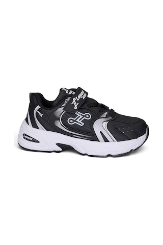 Nstil Günlük Unisex Çocuk Spor Ayakkabı Cırtlı Lastik Bağcık Desenli Rahat Hafif Taban Sneaker 180c Siyah