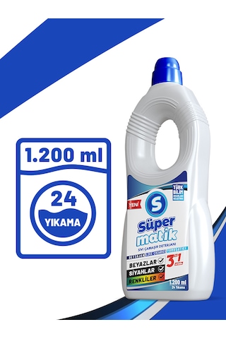 Süpermatik 3'ü 1 Arada Sıvı Çamaşır Deterjanı 1200 ML
