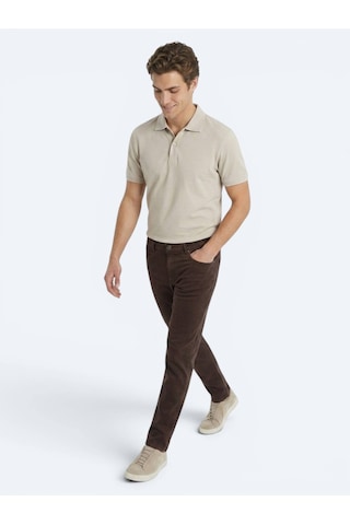 Kip Kahverengi Dokuma Slim Fit Spor Pamuk Karışımlı Pantolon