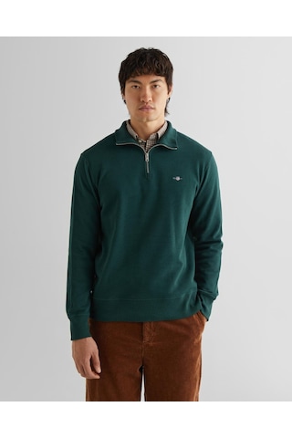 Gant Erkek Yeşil Regular Fit Yarım Fermuarlı Sweatshirt-11381 374-yeşil