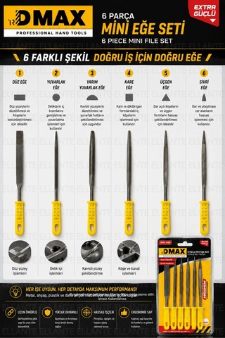 6 Parça Mini Eğe Seti Profesyonel Hassas İşçilik Metal Ahşap Plastik Eğe Takımı