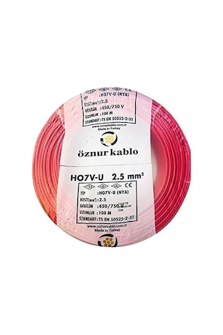 Öznur Kablo 2,5mm2 Nya Tek Damar Kırmızı 100