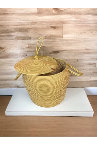 Mavaux Honeypot Kapaklı Çok Amaçlı Dekoratif Jüt Sepet Jüt