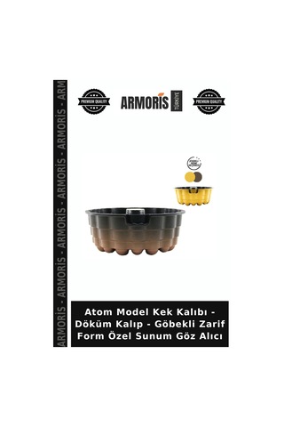 Atom Model Kek Kalıbı - Döküm Kalıp - Göbekli Zarif Form Özel Sunum Göz Alıcı Çok Renkli