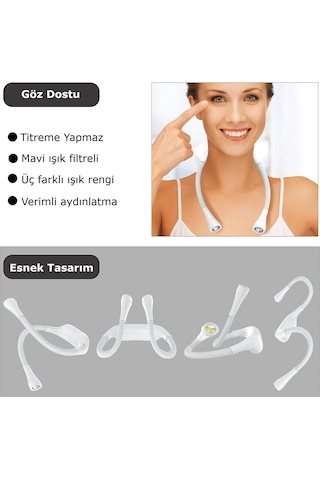 Frelso Şarjlı Led Boyun Lamba Taşınabilir Kitap Okuma Lambası Beyaz