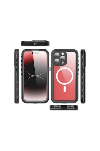 Apple iPhone 15 Pro Max Uyumlu 1-1 Su Geçirmez Kılıf-siyah Siyah Siyah