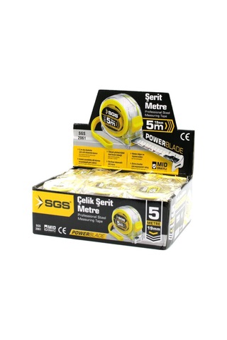 Sgs-2061 Şerit Metre 5mt X 19mt Şeffaf Stoplu - 12'li Paket Diğer