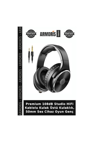 Premium 108db Studio Hifi Kablolu Kulak Üstü Kulaklık, 50mm Ses Cihaz Oyun Genç