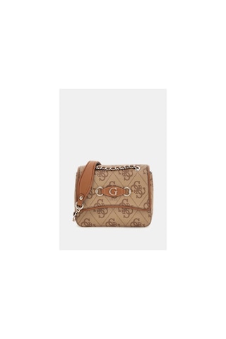 Guess Kadın Bej Izzy 4g Logolu Mini Çapraz Çanta Kahverengi
