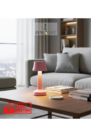 Zenlight Metal Dokunmatik Şarjlı Masa Lambası Pembe