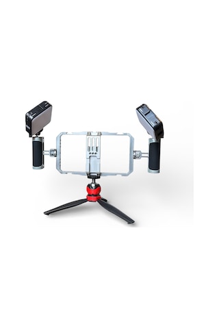 Gdx Phn-08 Profesyonel Video Rig Çift Tutacaklı Metal Telefon Kafesi Vlog Ekipmanı
