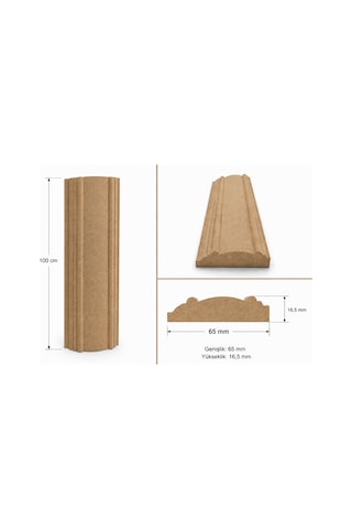 Dekoratif Çıta Desenli Boyanabilir Ham Mdf - 65 Mm Genişlik - 1 Metre Boy 1,8 Cm X 6,5cm X 100cm