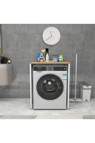 Reyo Home Enda Çamaşır Ve Kurutma Makinesi Dolabı Kapaksız Çam-be Atlantik Çam Beyaz