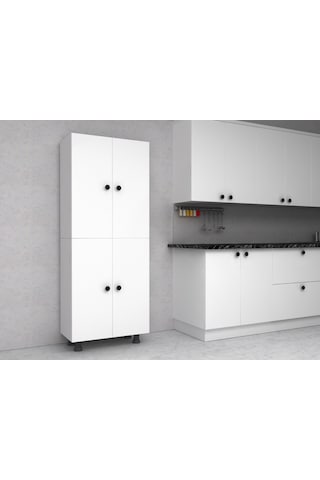 Manas Tamamı Mdf 8 Raflı Çok Amaçlı Mutfak Ayakkabılık Dolap 70cm Beyaz