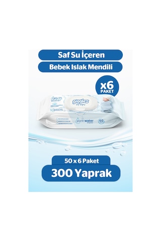 Giggles Pure Water Bebek Islak Havlusu Saf Su Mendil 6 Paket 300 Adet 6'lı Set