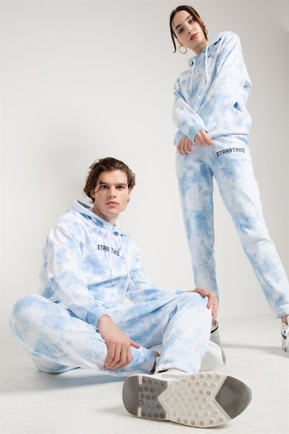 Batik Yıkamalı Mavi Oversize Erkek Eşofman Altı Mavi