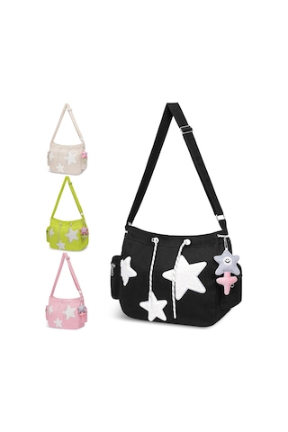 Sevimli Haberci Çantası, Estetik Çapraz Çanta, Y2k Yıldız Grunge Çanta Emo Omuz Çantası Kadınlar İçin Siyah A359 Siyah