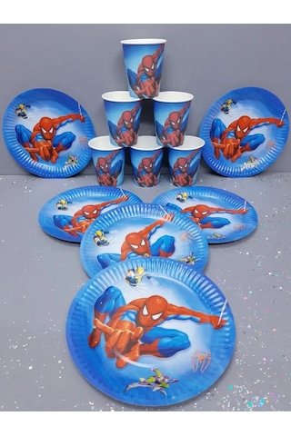 Love Land Örümcek Adam Temalı 20 Kişilik Bir Parti İçin Tek Kullanımlık Yemek Takımı 168057139 Diğer
