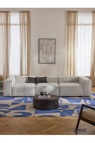 Most Mollis 3 Modül Kanepe Koltuk 01 Lüks Beyaz Bukle Kumaş Yumuş