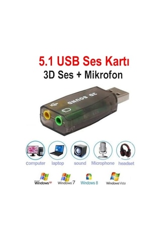 Platoon PL-8620 USB Ses Kartı 5.1 3D Sound USB Harici Ses Kartı Audio Çevirici