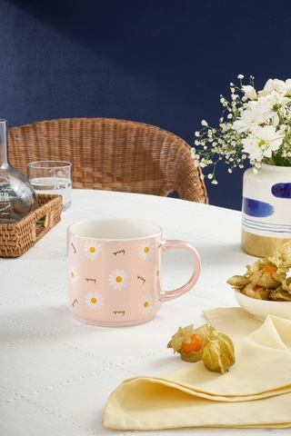 Karaca Daisy Lüsterli Pembe Papatya Desenli Mug 420 Ml