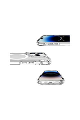 Apple Uyumlu iPhone 15 Pro Max Kılıf Zore M-safe Şarj Özellikli T-max M-safe Kapak Renksiz