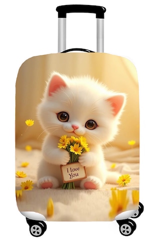 Smart Travel Valiz Koruyucu Kılıfı Kabin Küçük Boy Sevimli Kedi