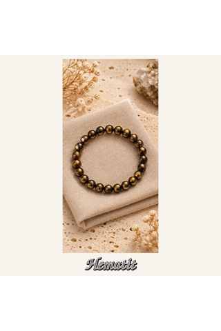 Hematit Taşı Bileklik 8 Mm, Unisex, Elastik Çok Renkli
