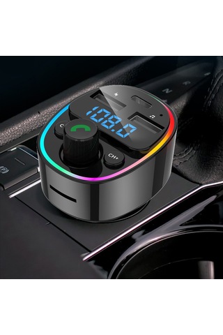 Skycity Oto Mp3 Çalar Bluetooth 5.0 Fm Transmitter, Çift Usb, 7 Renkli Işık, Tf Kart/usb Desteği, Gerçek Zamanlı Voltaj Monitörü, Tuşlu Model