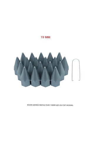 Bijon Kapağı Sivri 19 Mm Gri 20 Li Set