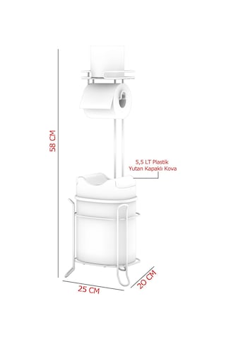 Teknotel Yutan Kapak Çöp Kovası Ve Tuvalet Kağıtlık Mat Siyah+Gri Siyah