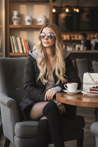 Barbora Kapüşonlu Kadın Kışlık Uzun Şişme Mont Eldiven Detaylı Siyah