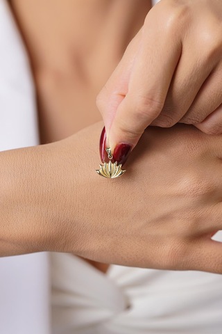 14 Ayar Altın Mini Lotus Çiçeği Kolye Ucu Klyuc3534 Sarı Altın