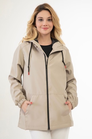 Riverstorm Kadın Taş Kapüşonlu Su Geçirmez Ve Rüzgara Dayanıklı İçi Astarlı Cepli Yağmurluk - Rüzgarlık Taş