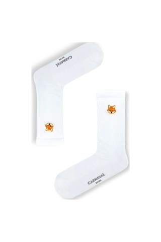 5'li Nakışlı Hayvanlar Desenli Unisex Beyaz Çorap Kutusu Beyaz