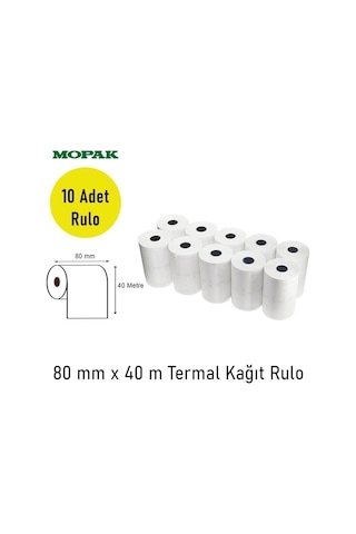 80x40 Termal Rulo Adisyon Yazarkasa Pos Fiş Bilgi 80 40 Yemek Fişi Termal Rulosu 1paket 10rulo