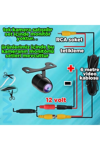 Kelebek Aparatlı Araç Kamerası Ön Yan Veya Arka Kullanım 12 Volt