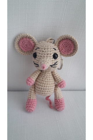 Amigurumi Gri Fare Anahtarlık