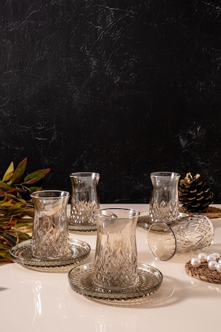 Mest Füme 6 Kişilik 12 Parça Çay Bardağı Takımı 132 Cc - Modern Tasarım Füme