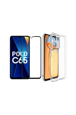 Xiaomi Poco C65 İle Uyumlu Telefon Kılıfı Ve 5d Tam Kaplayan Cam Ekran Koruyucu