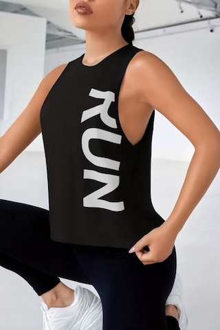 Ghassy Co. Kadın Run Nefes Alabilir Koşu Egzersiz Kolsuz Spor Atlet Siyah